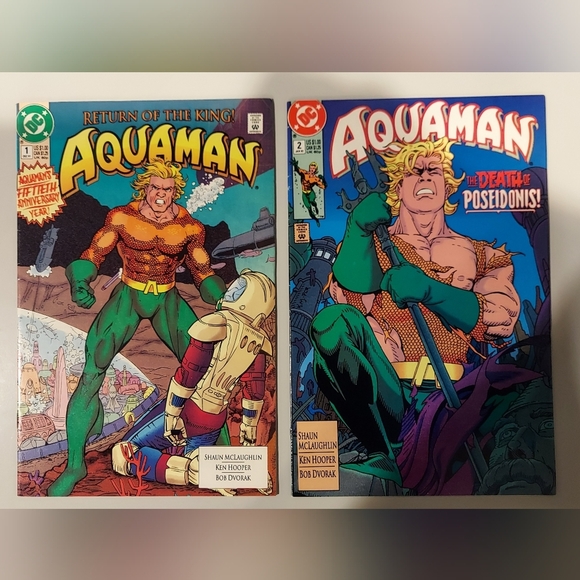 VINTAGE AQUAMAN BUNDLE 1996 AQUAMAN ACTION FIGURE NIB & AQUAMAN COMICS # 1 & 2 - Picture 6 of 15
